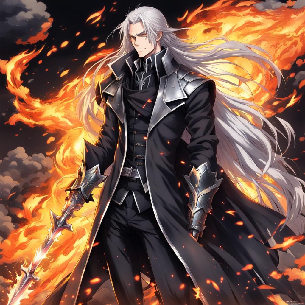 Mysterious Warrior Unveiled in Fiery Garb