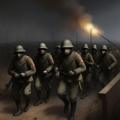 WWI Soldiers in Horror-Inspired Gas Masked Charge