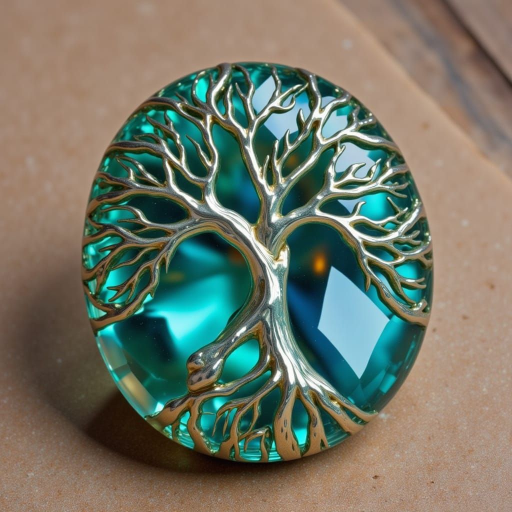 Vibrant Gemstone Tree of Life Artwork
