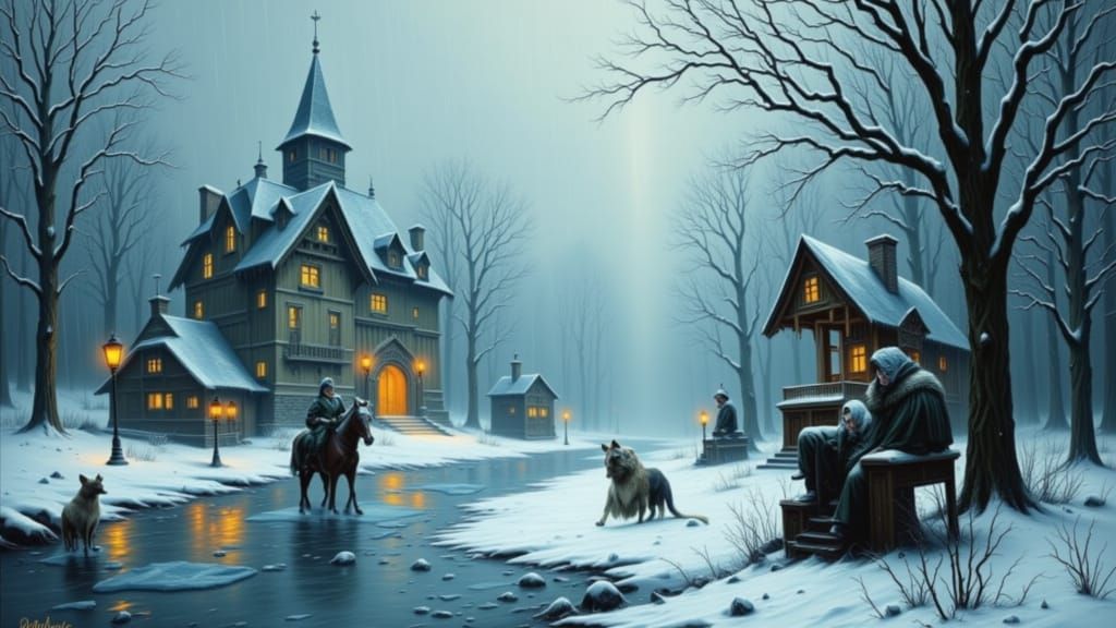 Dynamic Winter Rain Combat Action Scene