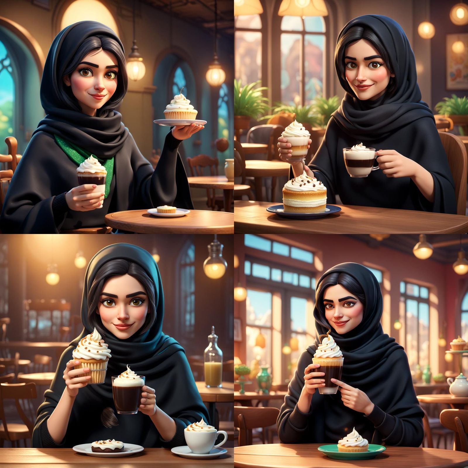 Enchanting Persian Cafe Scene in Vibrant Digital Art