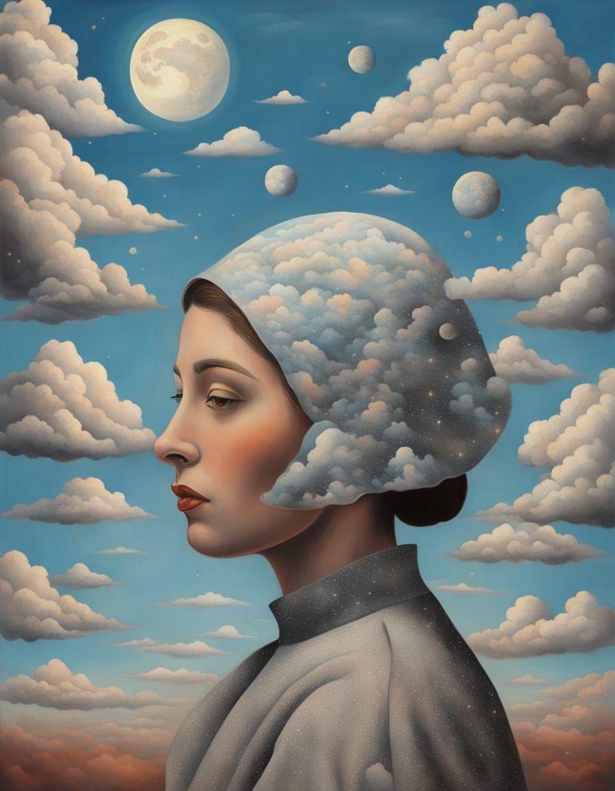 Surreal Woman Portrait in Dreamscape Style