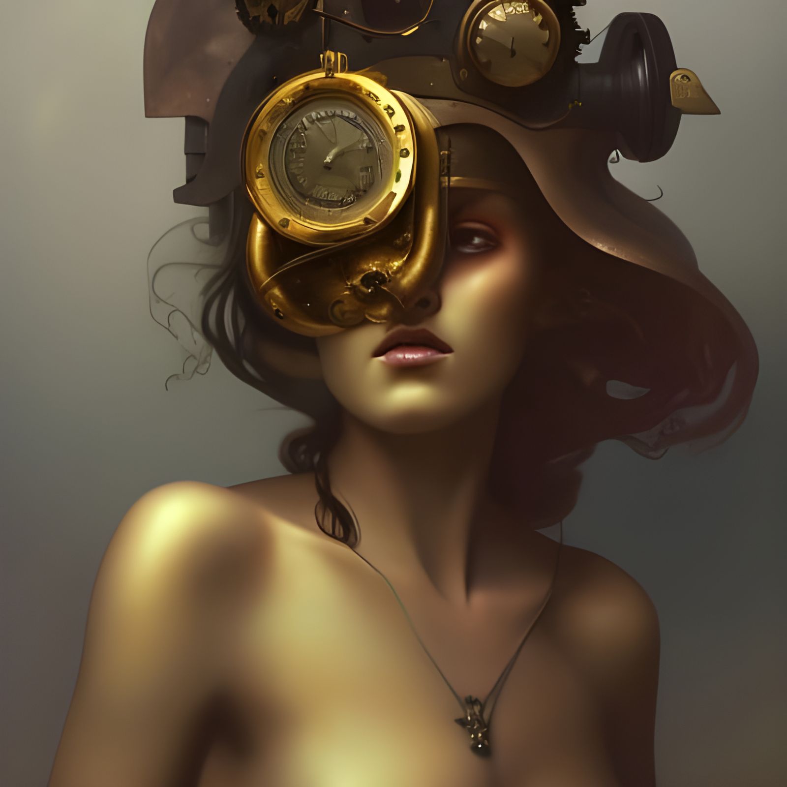 Surreal Steampunk Portrait in Triadic Colors