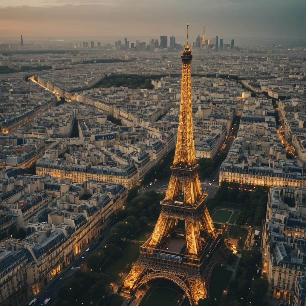 Eiffel Tower at Night, Cinematic Film Still