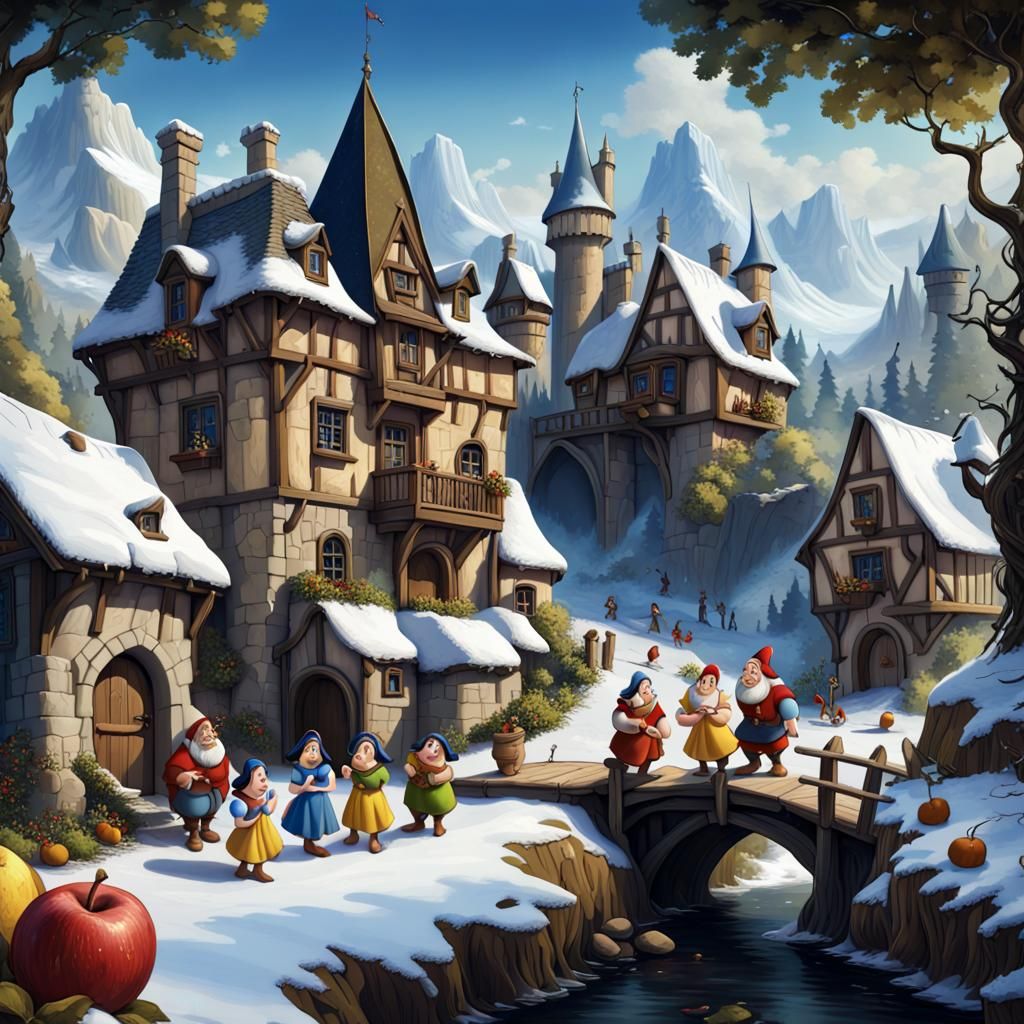 Whimsical Snow White Village in Fantastical Detail
