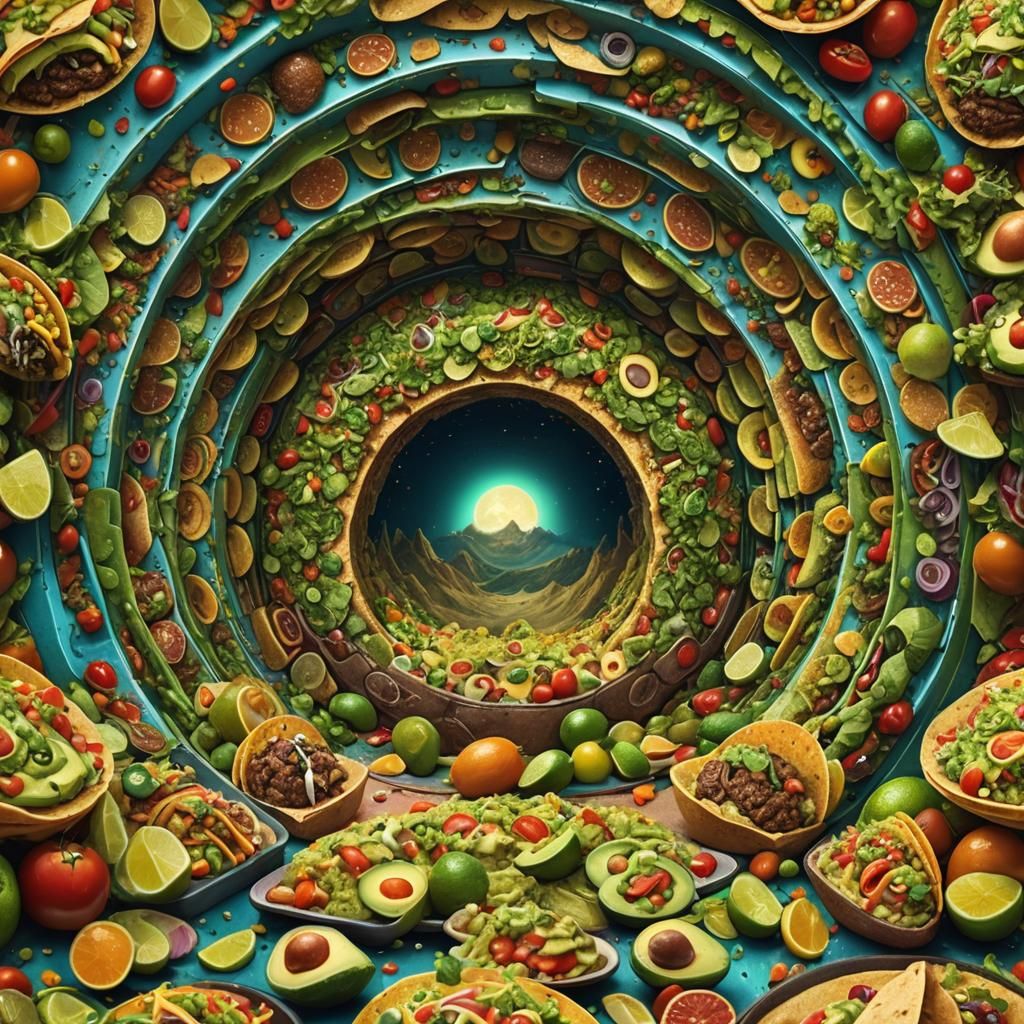 Surreal Masterpiece of Endless Taco and Guacamole Tunnel