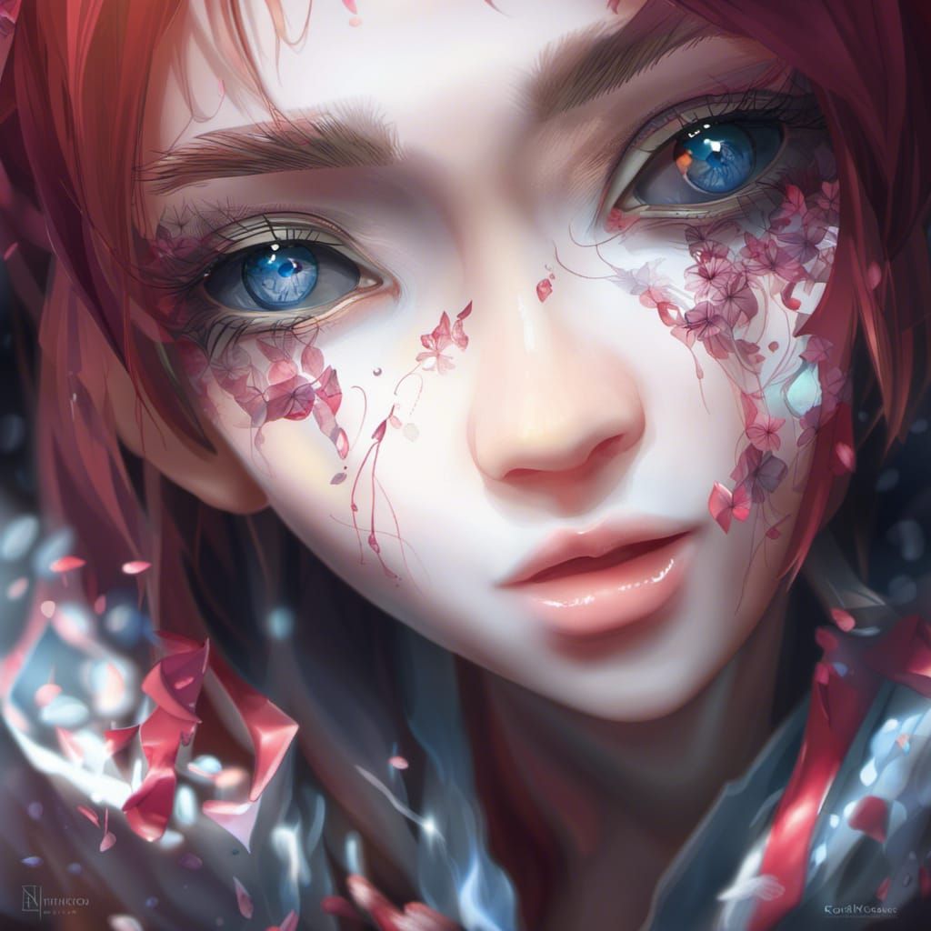 Anime Cyborg Partying with a Stunning Hyperrealistic Girl in...