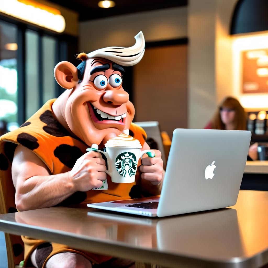 Prehistoric Artist Studies at Modern Coffee Shop