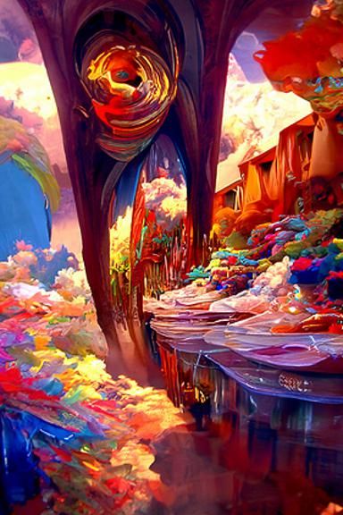 Vibrant Digital Illustration of a Whimsical Vortex Repositor...