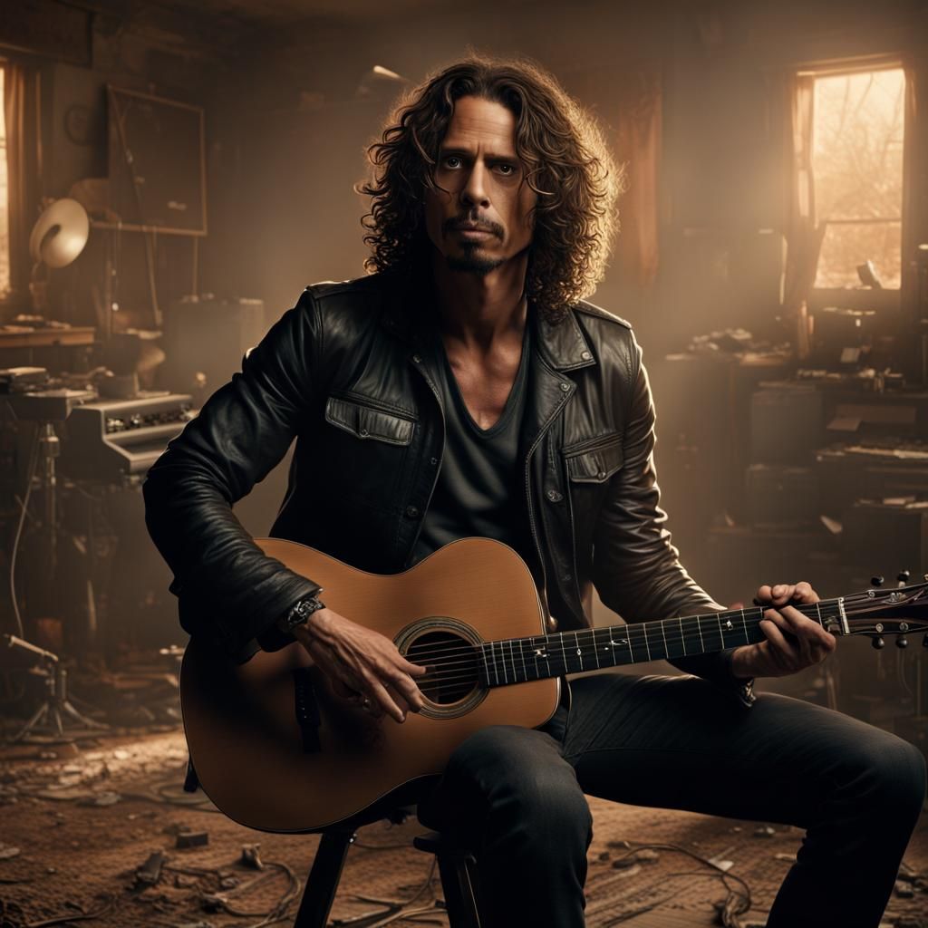 Chris Cornell, Seated on a Stool, Performing in an Epic Cine...