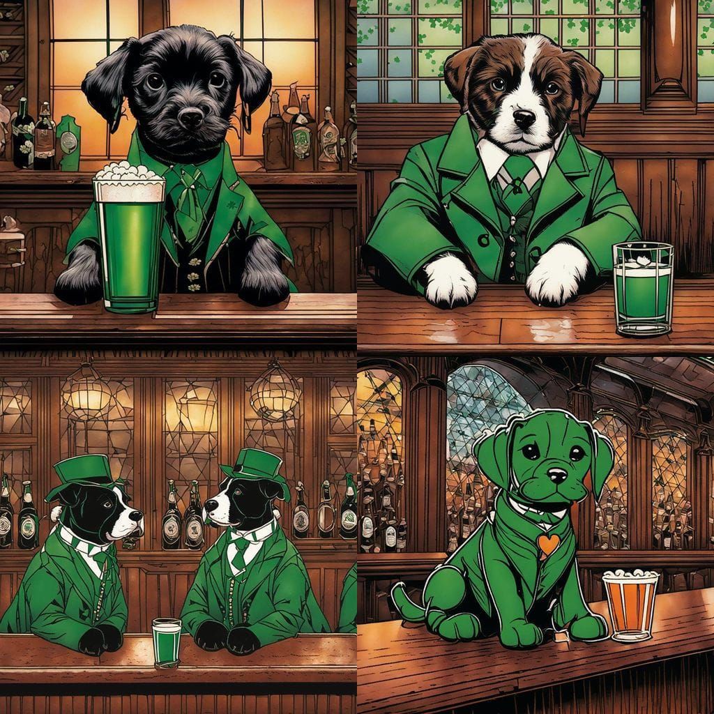 Puppy Enjoys a Pint in a Traditional Irish Pub
