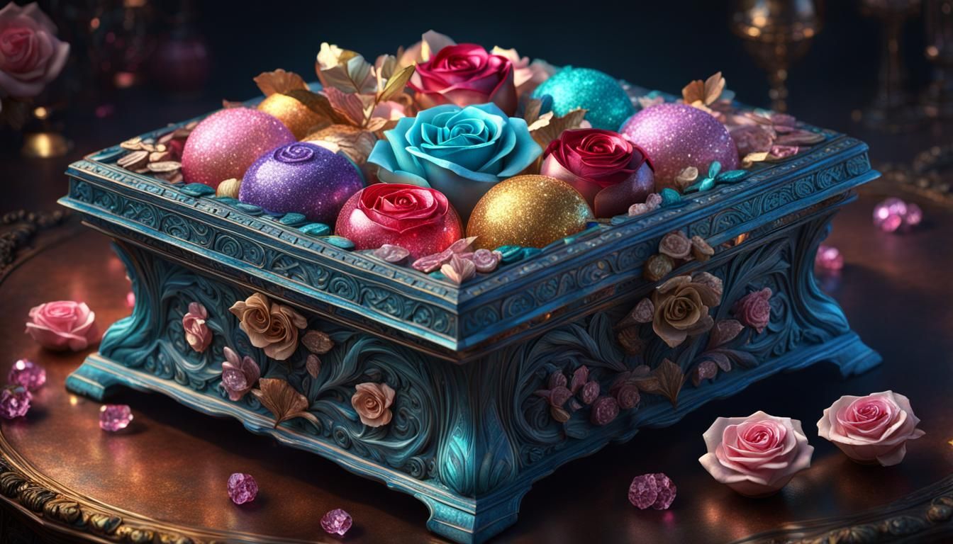 Ethereal Fantasy Box Overflowing with Sugar and Crystal Rose...