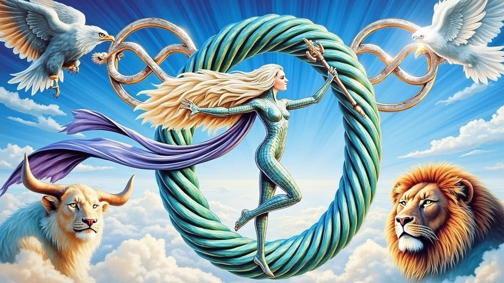 The World Tarot Card with Majestic Creatures