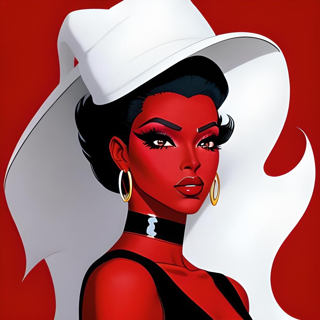 Extravagant 1980s Woman in Red