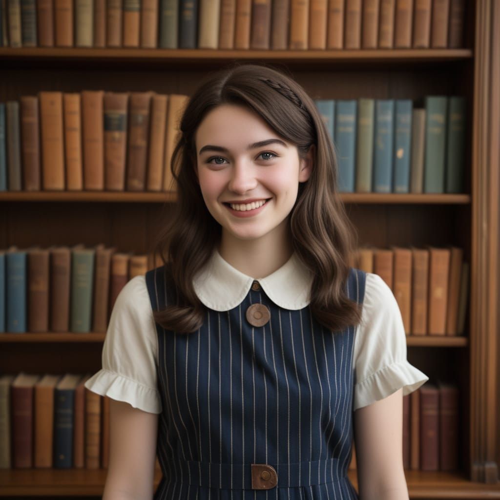 Young Petunia Evans in Cozy Library Setting