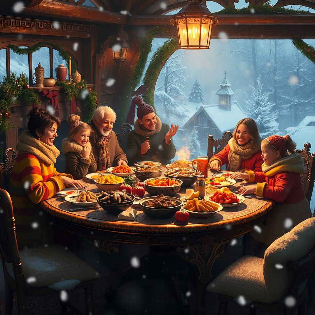 Winter Wonder: A Festive Family Feast in a Snowy Wonderland