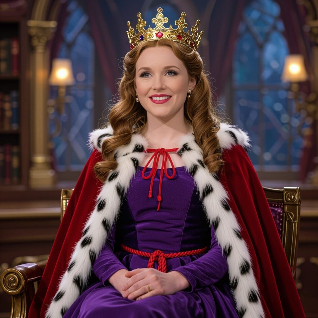 Miss Honey from Matilda in Royal Attire on Chat Show