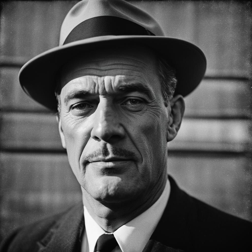 1950s Man in Classic Film Noir Style