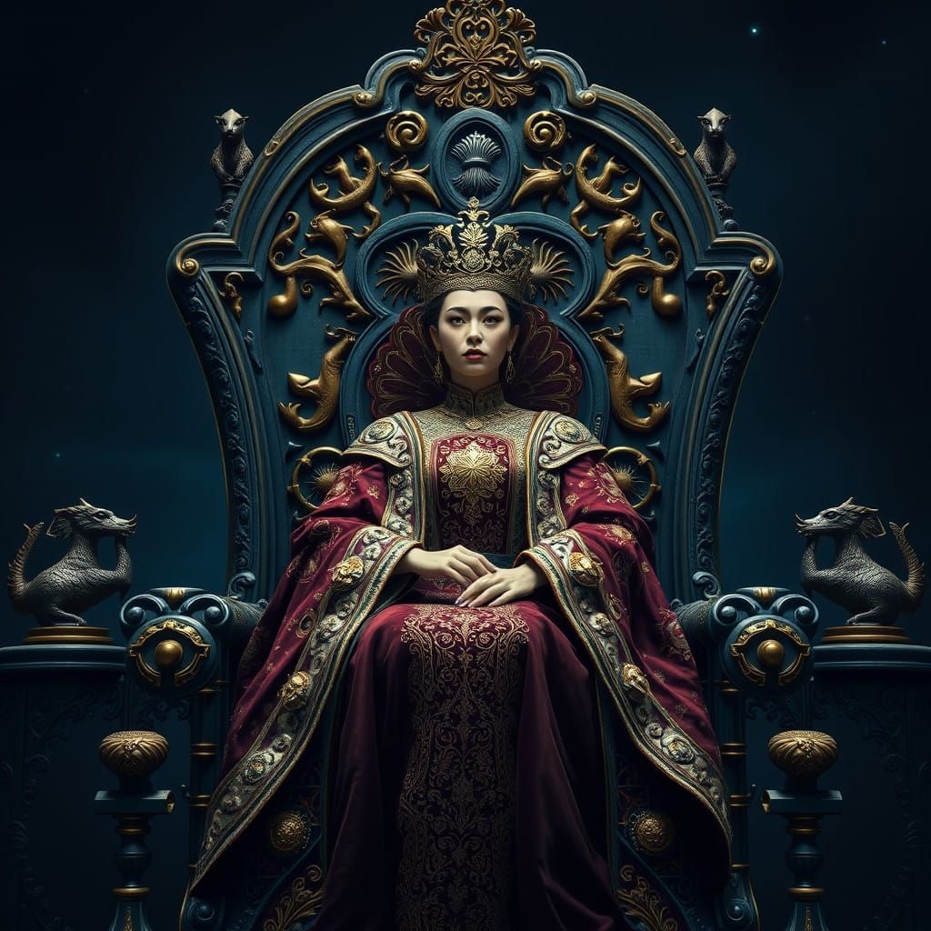 Regal Empress in Grandiose Throne Room