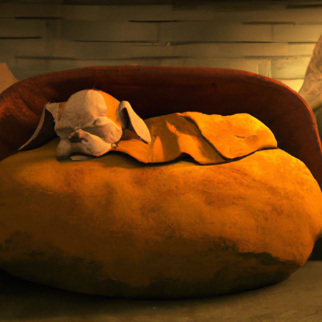 Surreal Dog in Dreamy Slumber Scene