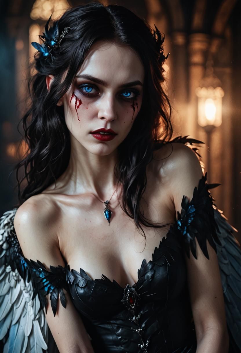 Majestic Young Vampire Portrait in Dark Fantasy Style