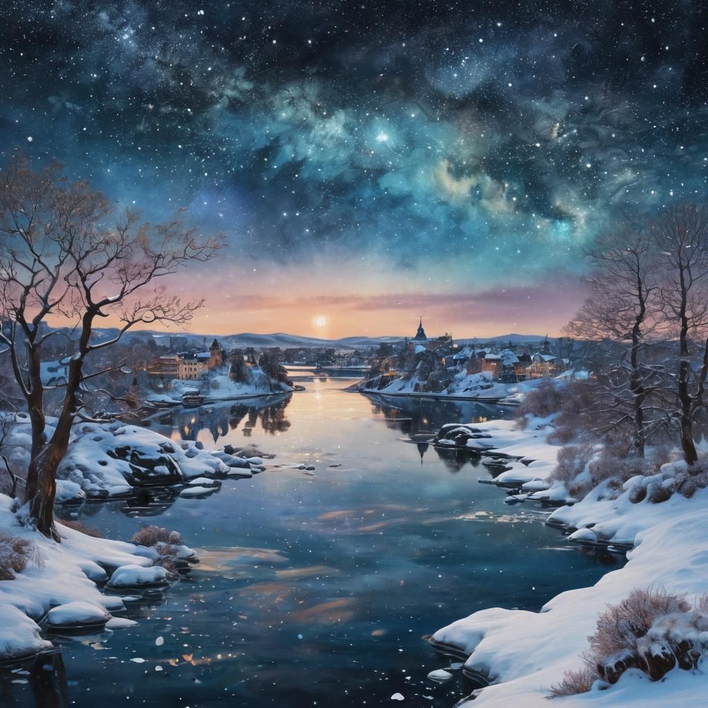 Whimsical archipelago in winter