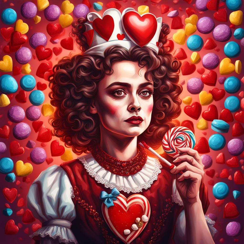 Helena Bonham Carter as the Queen of Hearts in Vibrant Hyper...