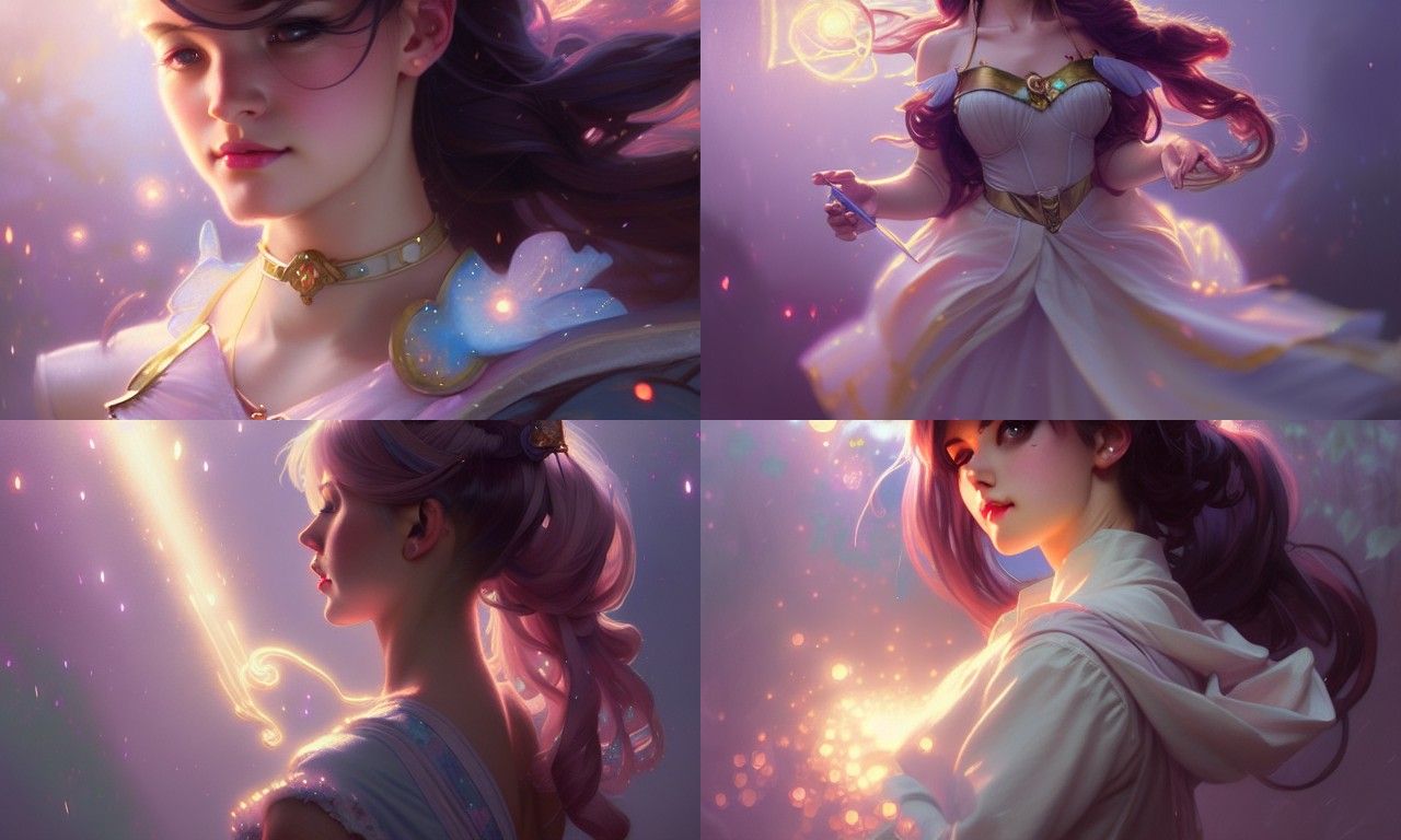 Enchantress in Ethereal Radiance, Full Portrait in Dreamlike...