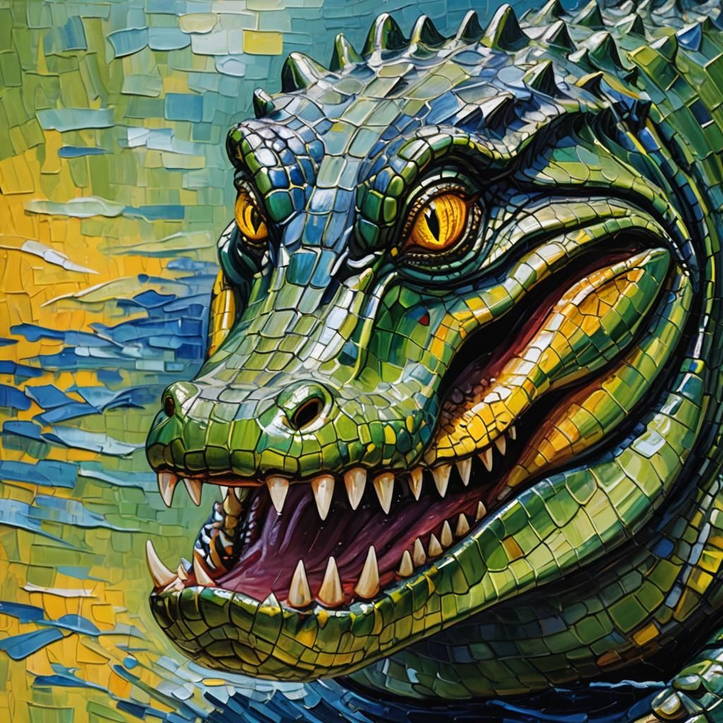 A Neo-Expressionist Gator's Fierce Gaze