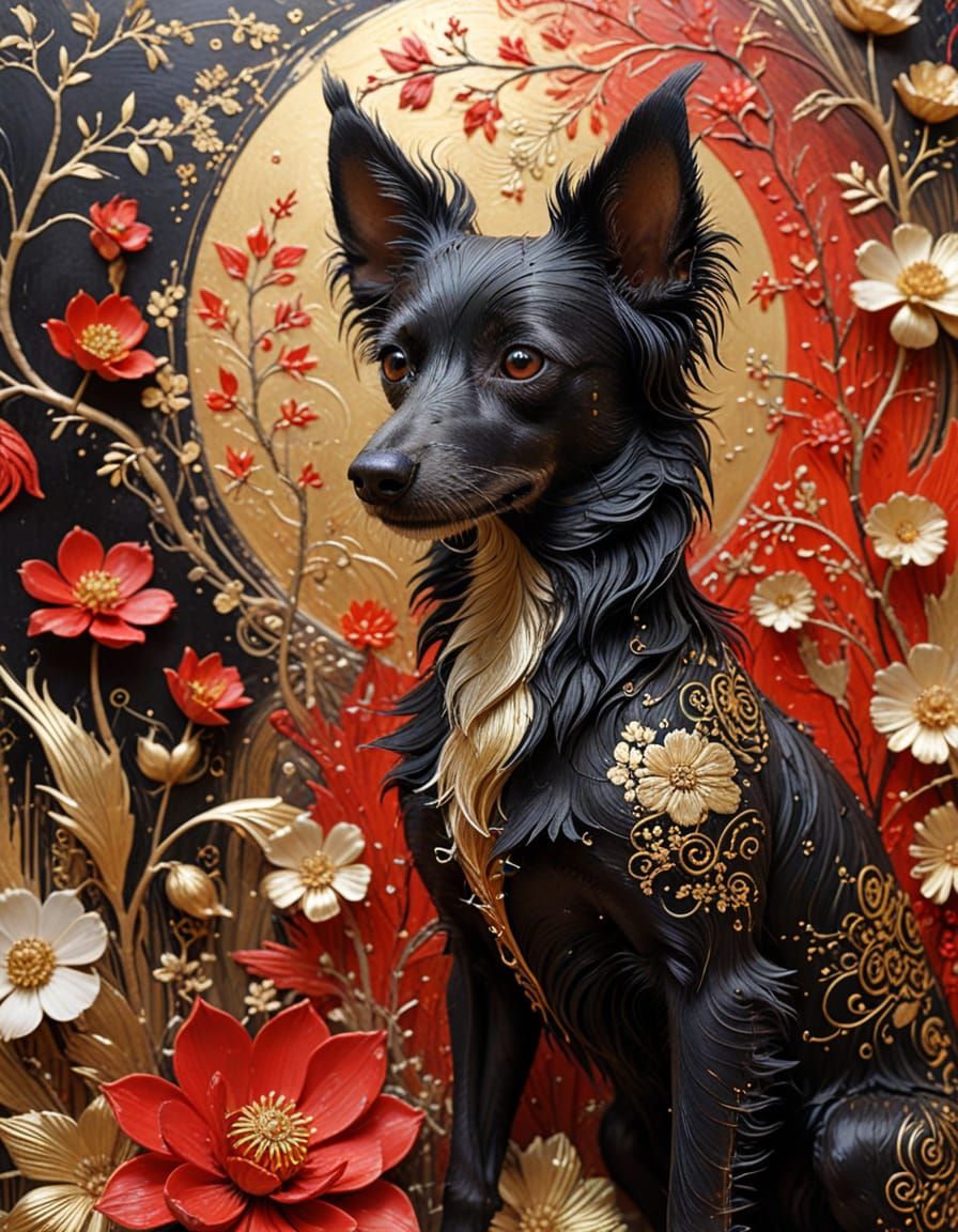 Surreal Dog and Duckling in Reza Badrossama Style