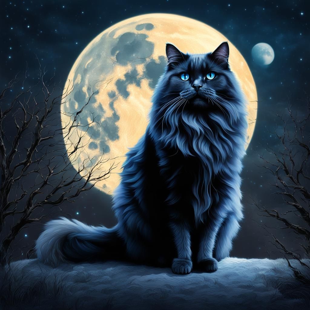 Moonlit Feline Majesty in a Dreamy Soft Focus Aesthetic