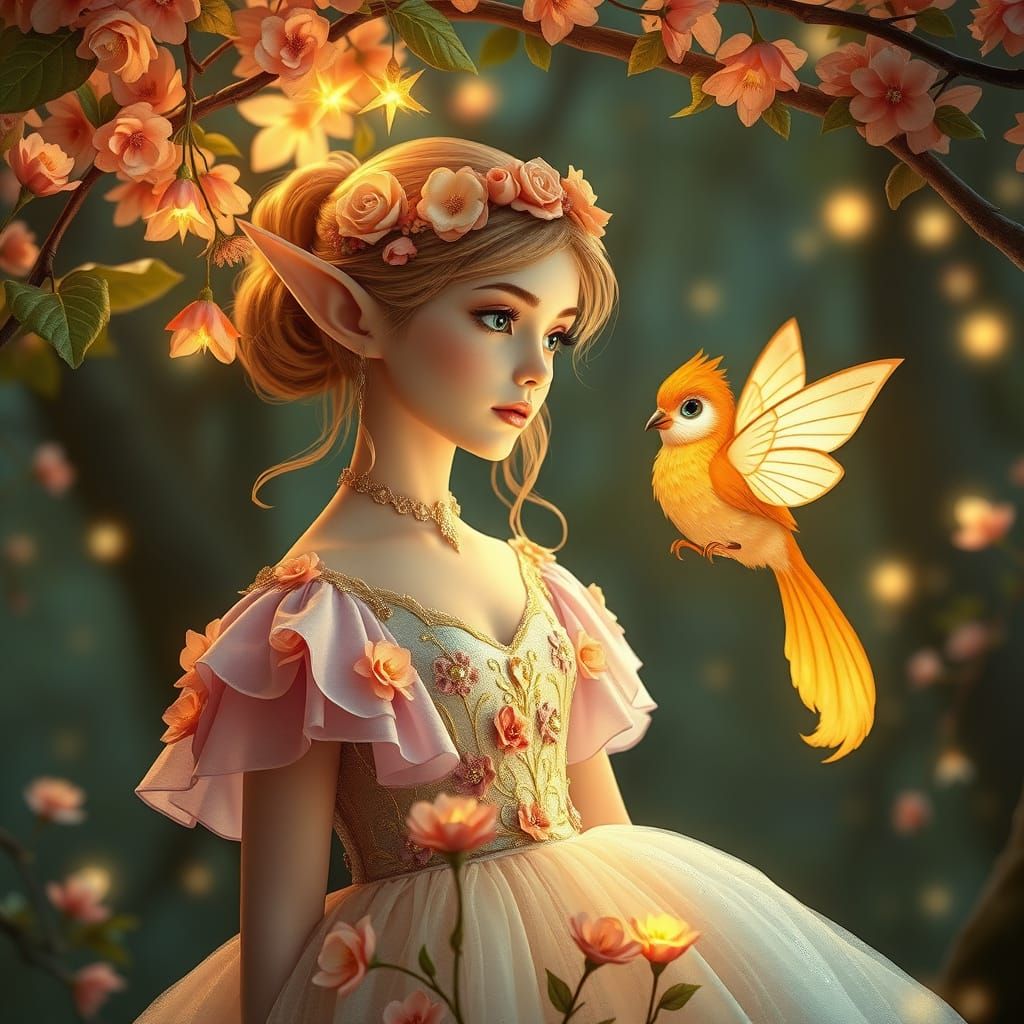 Ethereal Elf Maiden Swings in Enchanted Flower Swing