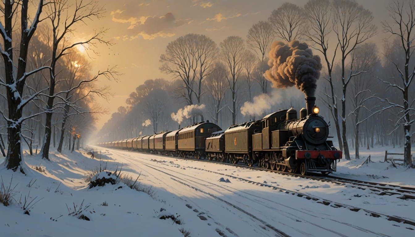 Dutch Masters-Inspired World War 2 Train Convey in Snowy Ger...