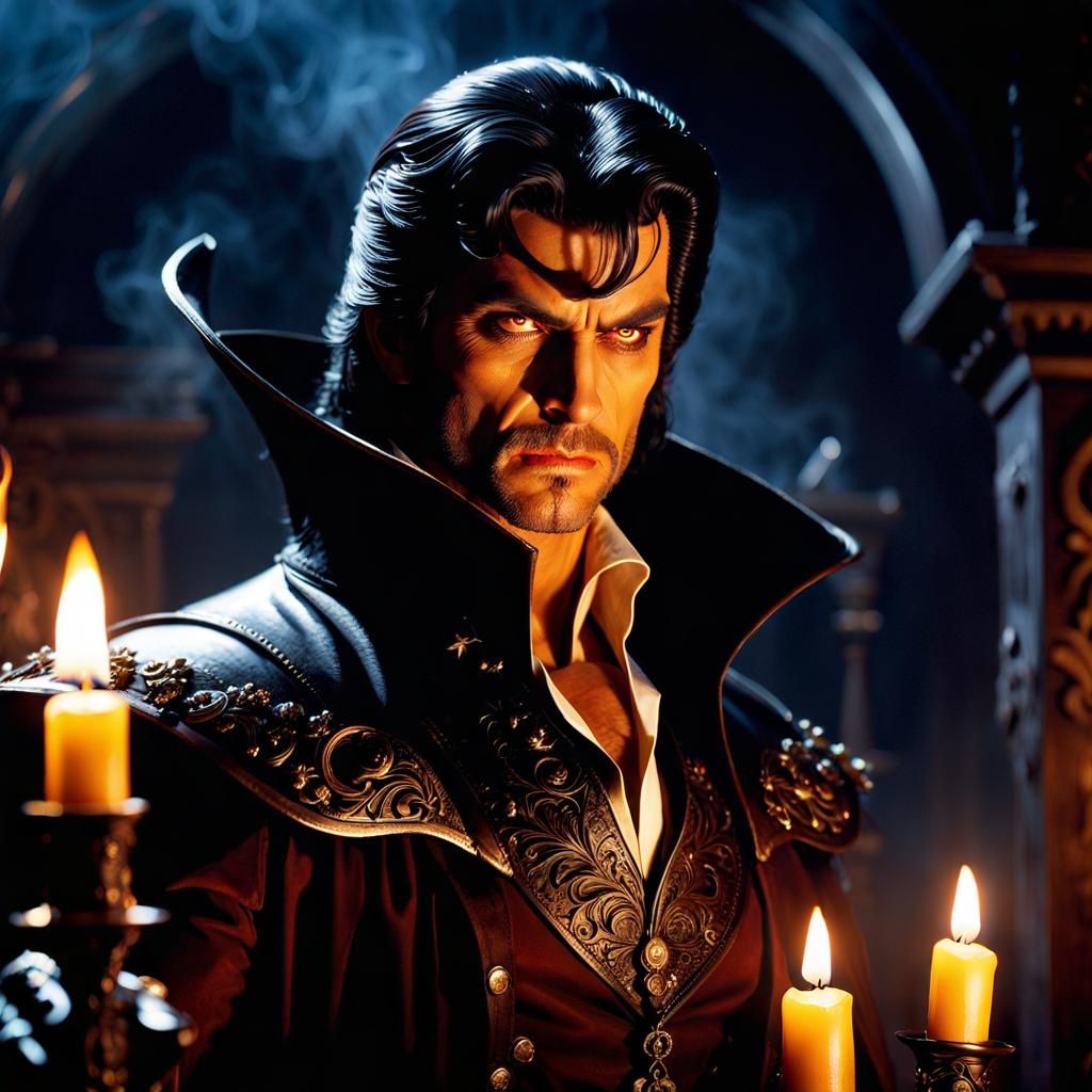 Dark Fantasy Vampire Hunter in Hyperrealistic Detail