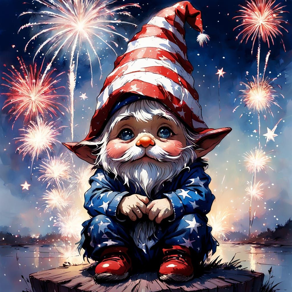 Patriotic Gnome on Fourth of July