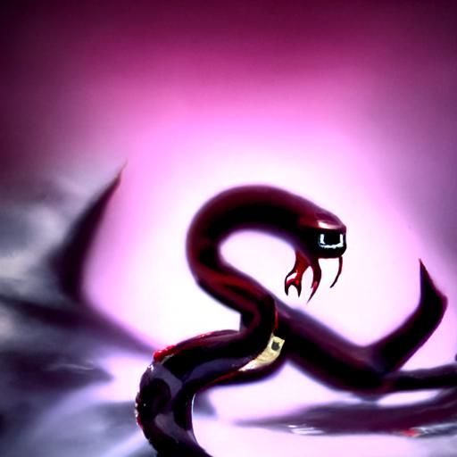 Dark Demon Snake Entwines Horned Devil