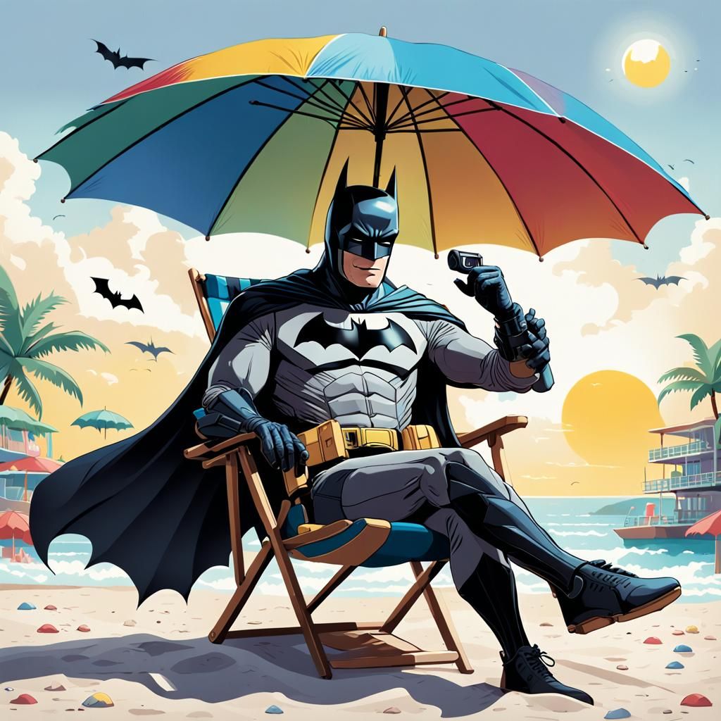 Batman  enjoys his vacation