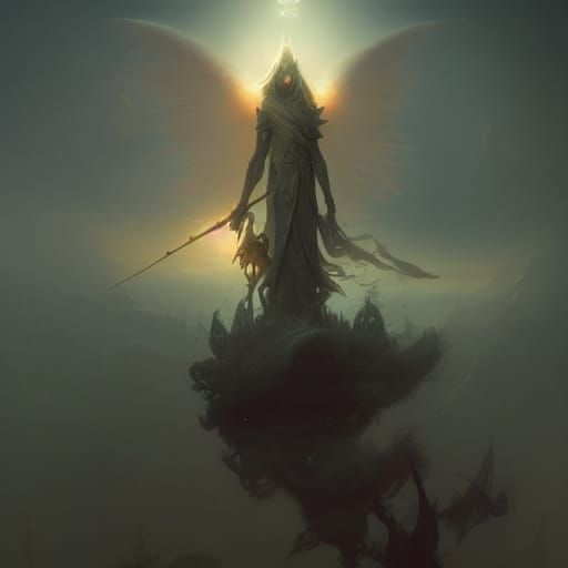 Majestic Angel Warrior Ascends in Celestial Splendor