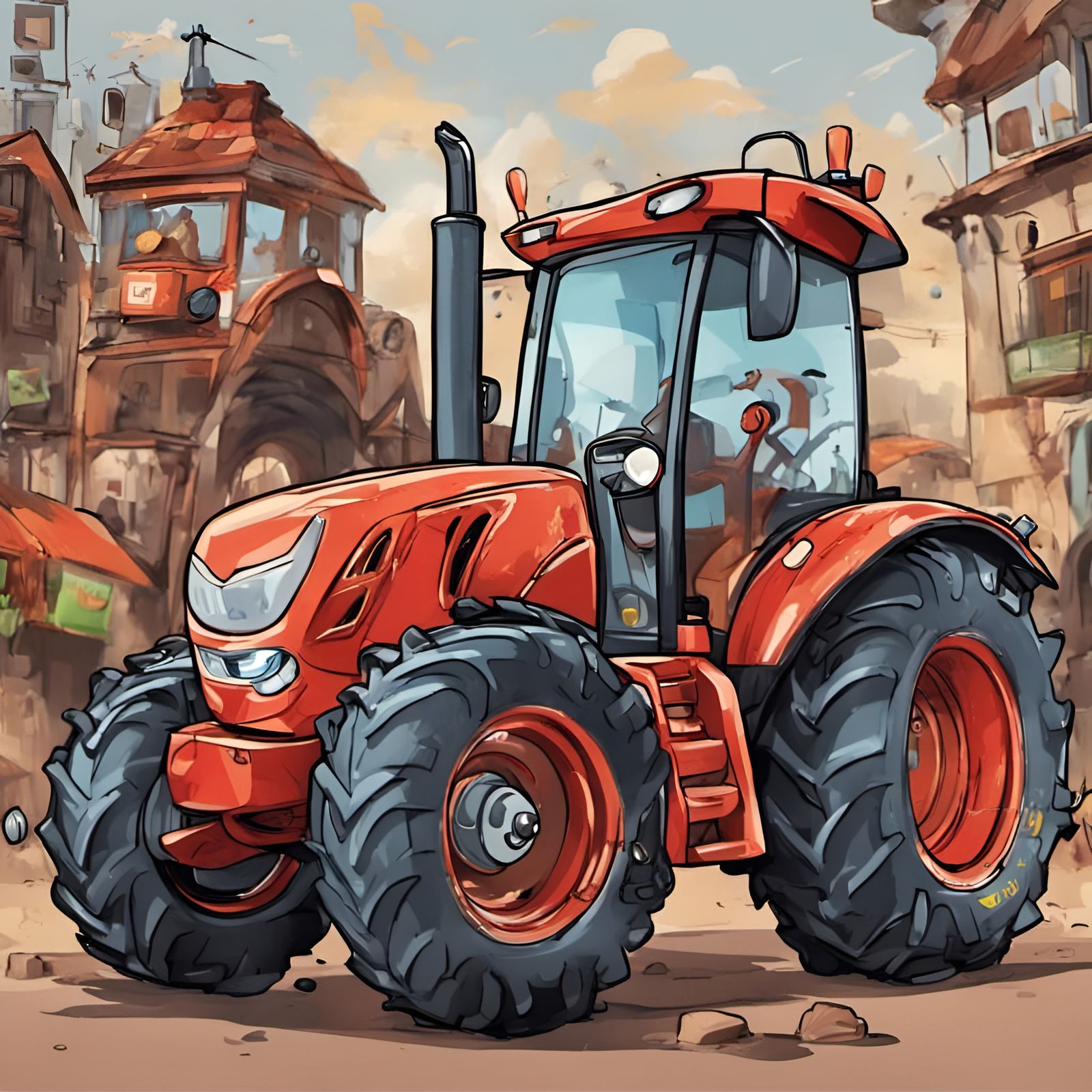Vibrant Cartoon Valtra S Serie Tractor in Disney-Inspired St...