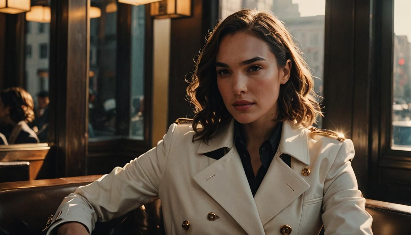 Gal Gadot in Black Suit with Cinematic Lighting