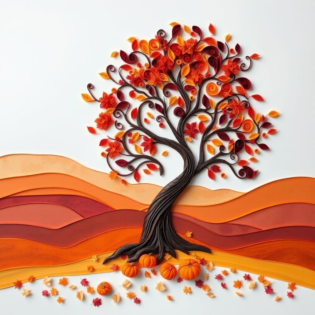 Whimsical Autumn Woodland in Warm, Rich Hues