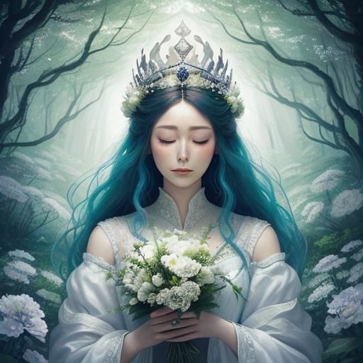 Ethereal Woman in Surreal Garden