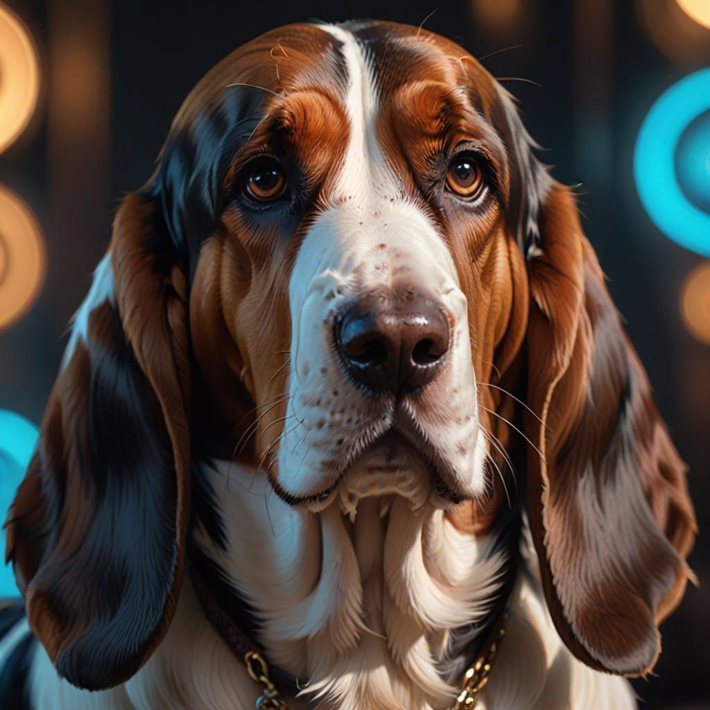 Ethereal Basset Hound Portrait in Soft Focus