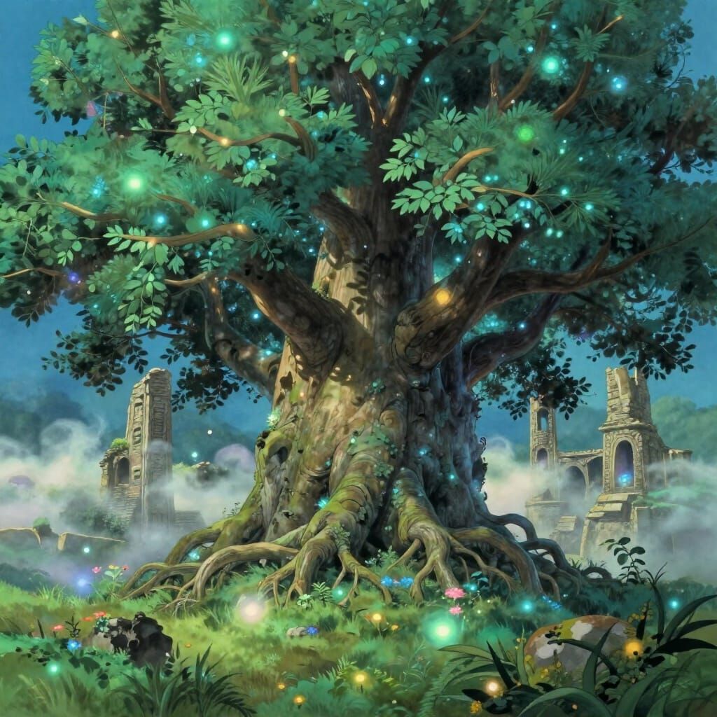 Ancient Bioluminescent Tree in Hidden Glade