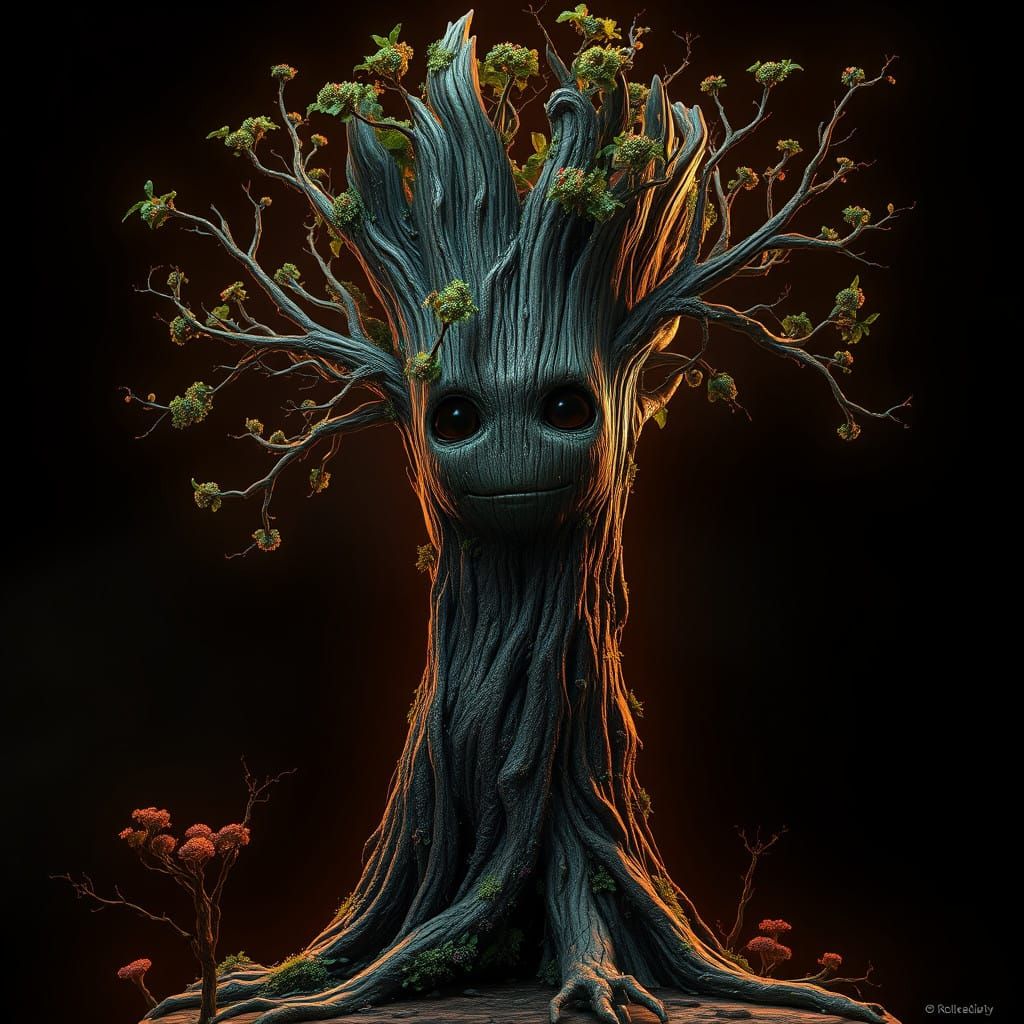 Mystical Groot in Deep, Velvety Black