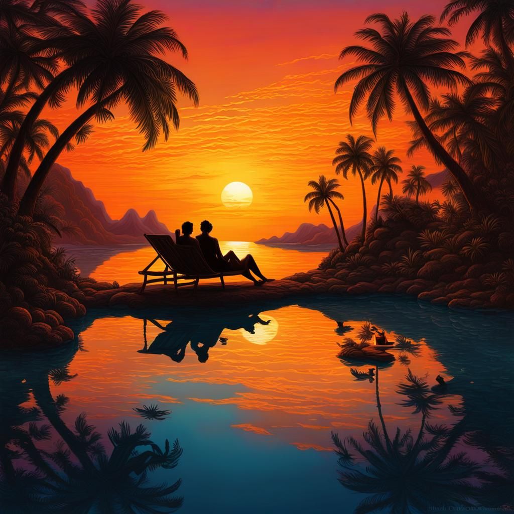 Island Cove Sunset Silhouette