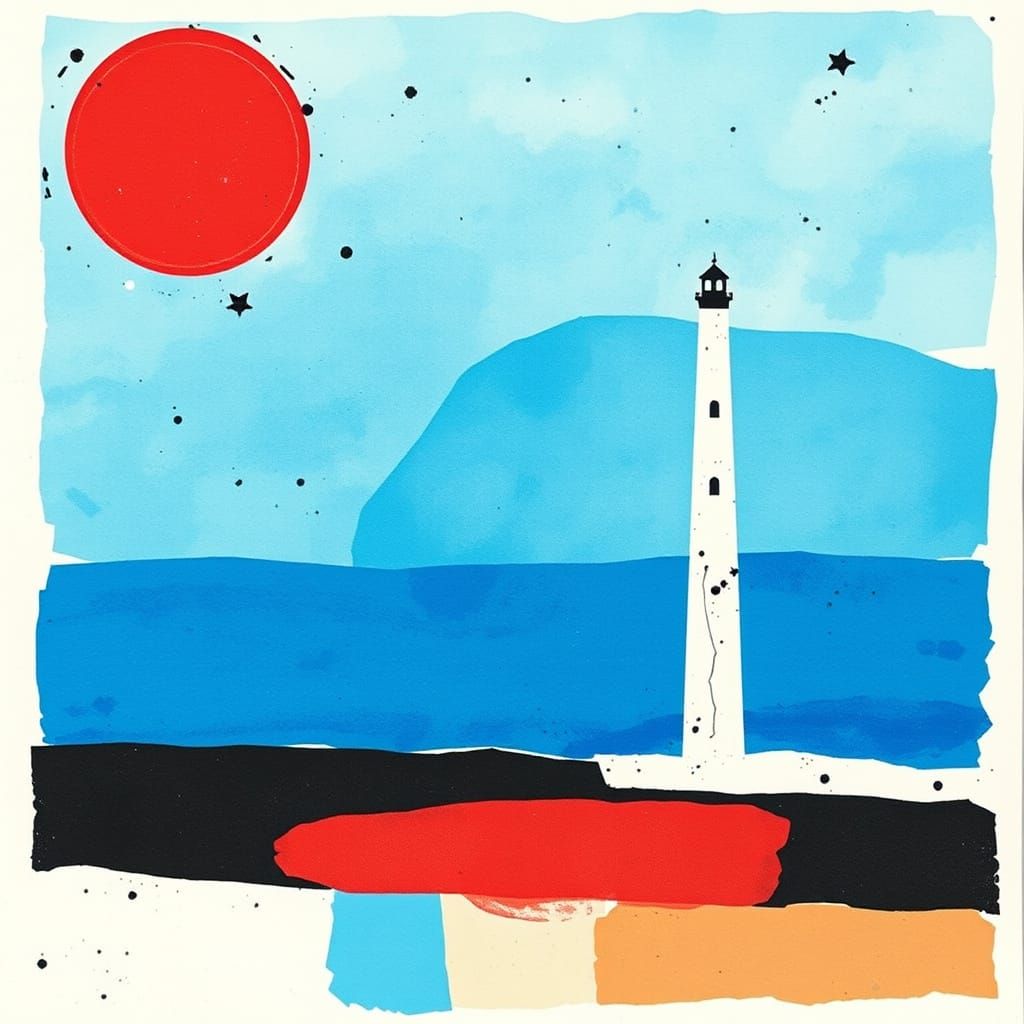 Minimalist Constructivist Collage of Brighton with Ink