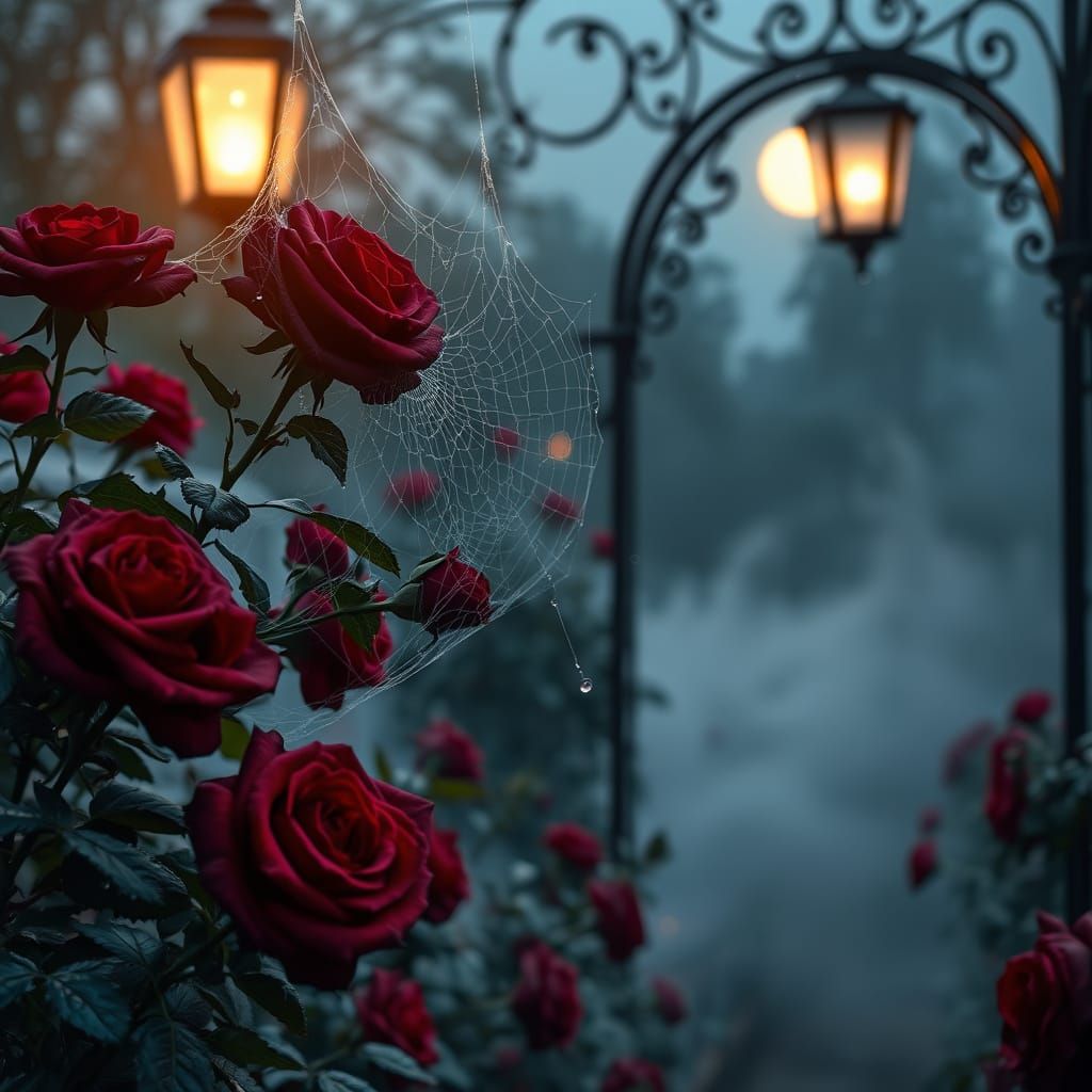 Ethereal Rose Garden at Twilight in Hyper-Realistic Style