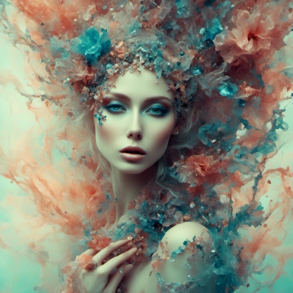 Mystical Blues Portrait in Vibrant Colors