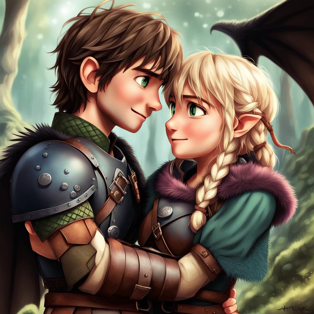 How to train your dragon hiccup and Astrid cute